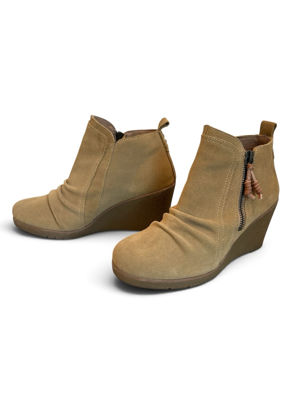 Sperry Suede Wedge Ankle Boots Tan Camel Size 8M